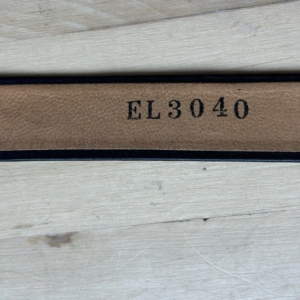 Les Creations Elite Black Genuine Leather Belt Size‎ 30 Metal Buckle 80s Retro - Picture 5 of 10